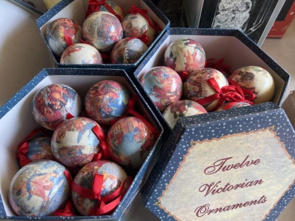 3 Boxes of Reproduction Victorian Ornaments