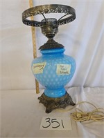 Blue Glass Lamp w/ Damage & No Shade