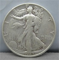 1945-S Walking liberty silver half dollar.
