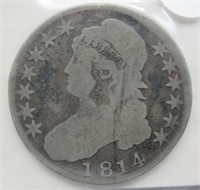 1814 Bust liberty silver half dollar.