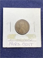 1918 coin Lincoln wheat cent penny
