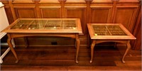 Queen Anne Sofa Table with Glass Display Top,