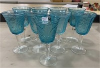 9 Blue Glass Stemware