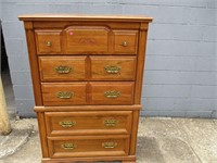 Oak 5 Drawer Chest Of Drawers - USA made 57" Tall