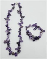 Natural Amethyst Polished Chip 18in Necklace And