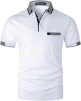 GHYUGR Men's Polo Shirt Cotton XXL White