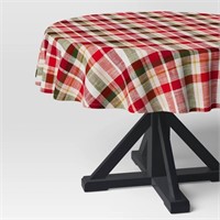 70x70 Round Plaid Tablecloth - Threshold