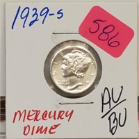 1939-S 90% Silver AU/BU Mercury Dime 10 Cents