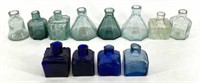 Tray- Cobalt, Aqua, Green Glass Inkwells