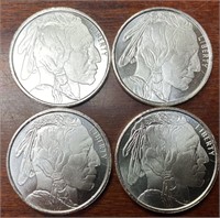 (4) Indian Buffalo Silver 1/2 Troy Oz (UNC)