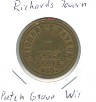Richards Tavern Patch Grove, WI, Token