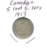 Canadian 5 Cent Silver - 1913