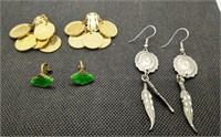Three pairs vintage earrings