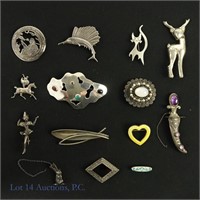 Sterling Silver Brooches / Pins (14)