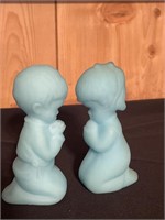 Fenton glass praying boy and girl figurines
