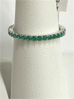 .925 Silver Stackable Emerald CZ Ring Sz 8