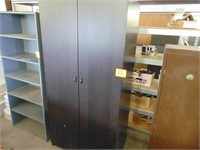 2 Door Wood Cabinet w/Drawers and Glass Shelves
