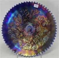 Stippled Good Luck 9" plate w/ribbed back - blue