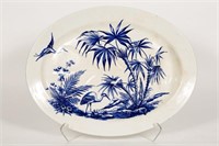 English Staffordshire Blue & White Meat Tray