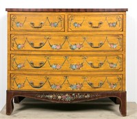 Maitland Smith Floral Painted Five Drawer Chest