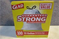 New GLAD 100pack 13gallon Trash Bags 1/2