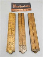 Set of 3 Brass & Wood Folding Rulers