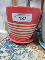 Pair6"f Pro Yard Décor Ceramic Pot & Saucers -