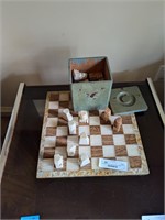 stone chess board and pcs