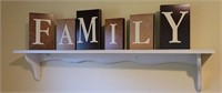White shelf with family sign