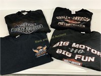 4 Adult Large Harley Davidson T-Shirts