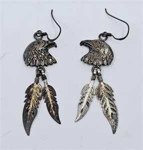 Sterling Silver Navajo Eagle Earrings