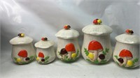 Vintage Mushroom Cannister Storage Container Set