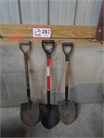Three Short Handled Pointed Shovels