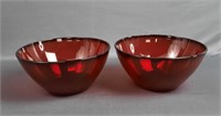 2 Arcoroc French Ruby Red Serving Bowls