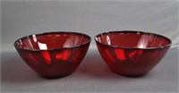 2 Arcoroc French Ruby Red Serving Bowls #2