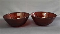 Set of 2 French Ruby Red Glass Serving Bowls