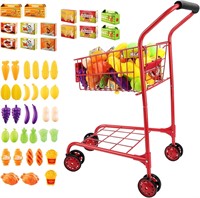 deAO Metal Toy Shopping Cart for Kids  46 PCS