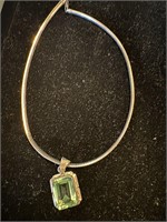 Sterling Rope w/ Green Stone Necklace