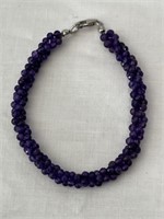 Sterling Silver Amethyst Beaded Bracelet