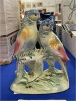 ROYAL COPELEY POTTERY PERCHED PARROTS FIGURINE
