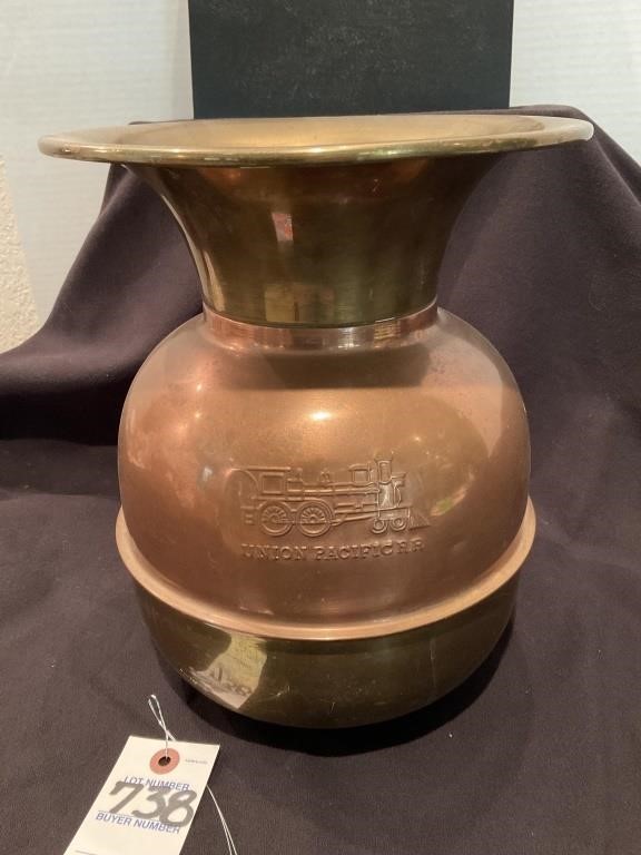 Union Pacific Copper & Brass Large Spittoon!