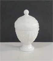 Vintage Avon Egg Shaped Floral Lidded Milk Glass