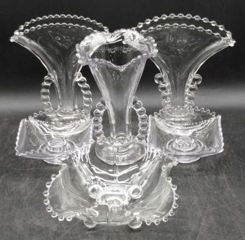 (E) Imperial Glass Candle Holders and Vases.