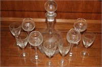 Glass Decanter and Glasses Lot