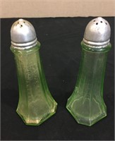 Green Depression Glass Salt & Pepper Shakers