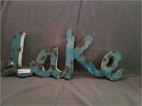 Distressed Metal "Lake" Sign