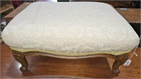 FRENCH CARVED UPHOLSTERED STOOL