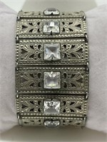 Antique German Silver Art Deco Panel Bracelet