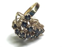 14K Yellow Gold & Sapphire Cluster Cocktail Ring