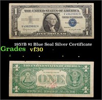 1957B $1 Blue Seal Silver Certificate Grades vf++